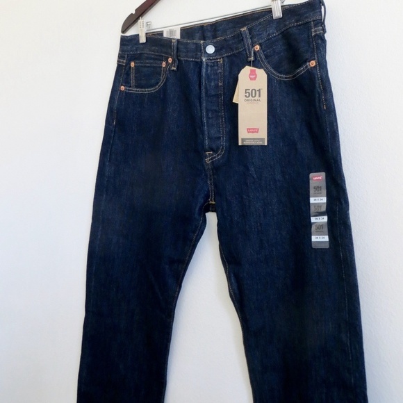 NEW! Men's Levi's 501 Original Straight Leg Button Fly Jeans Dark Wash SZ 36x34 - Picture 8 of 13